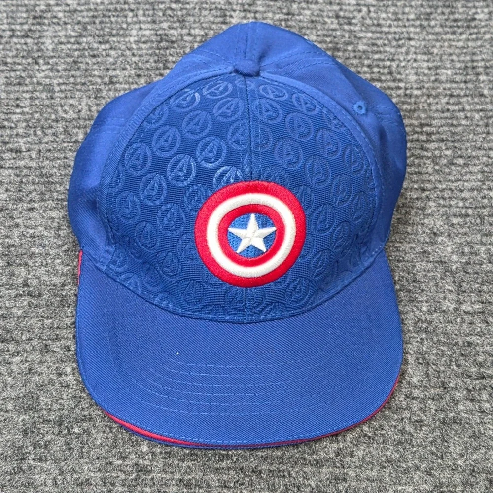 Marvel Avengers Captain America Snapback Hat Kid's OS Blue Embroidered Shield